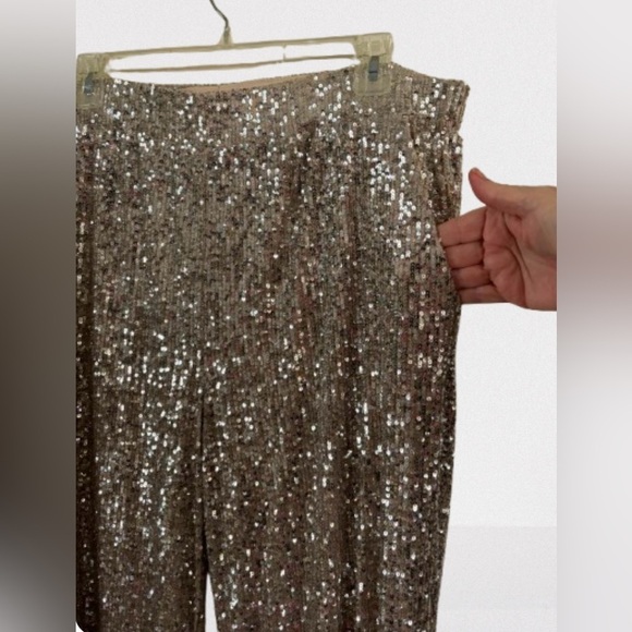 Cable & Gauge Silver Sequin Wide Leg Pants - Picture 4 of 5